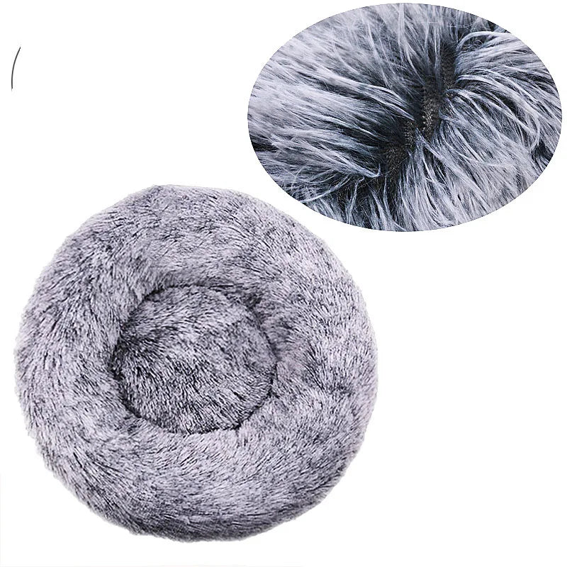 🇫🇷 Lit rond pour chiens & chats (40-90 cm) – Panier ultra doux en peluche longue, couchage chaud pour petits, moyens & grands animaux | 🇬🇧 Round Pet Bed (40-90cm) – Super Soft Long Plush Dog & Cat Bed, Warm Winter Sleeping Nest