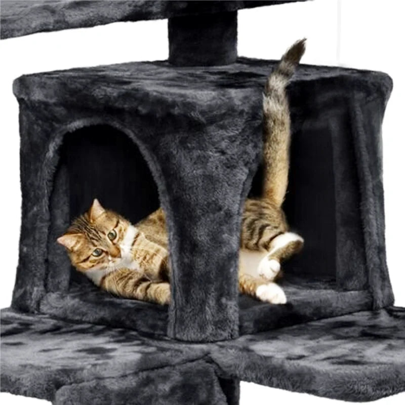 🇫🇷 Tour à Chat Multi-Niveaux avec Griffoirs, Niches et Jouets pour Chatons 🇬🇧 Multi-Level Cat Tree Tower with Scratch Posts, Condos & Kitten Toys