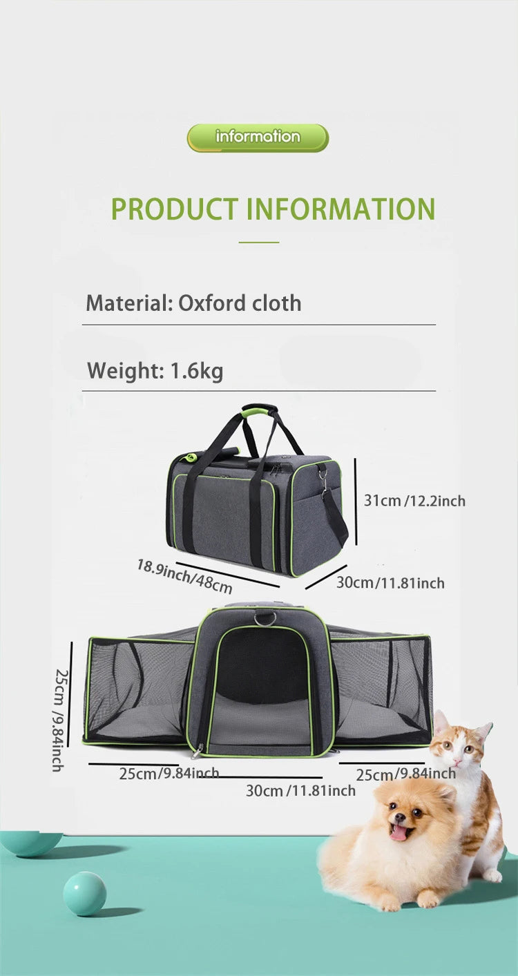 🇫🇷 Sac de transport extensible pour chats et petits chiens – Grande capacité, pliable, respirant, parfait en voiture ou à l’extérieur 🇬🇧 Foldable Expandable Pet Carrier – Large Capacity Cat & Dog Travel Bag, Breathable & Portable for Outdoor/Car Use