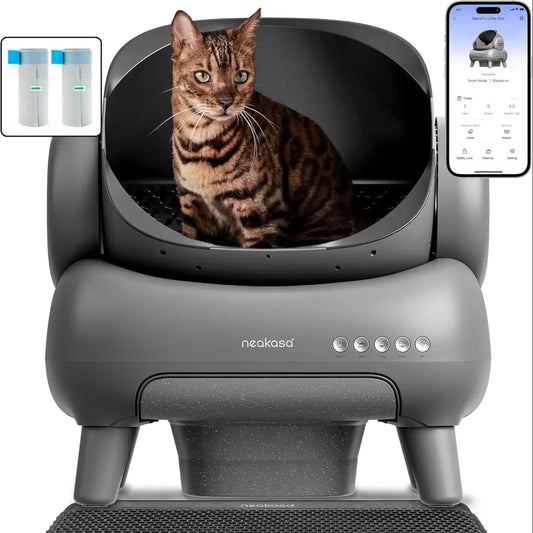 🇫🇷 Neakasa – Litière ouverte autonettoyante : grande capacité, idéale pour plusieurs chats, avec tapis de litière inclus. 🇬🇧 Neakasa – Above open self-cleaning litter box: large capacity cat toilet with litter mat for multi-cat households.