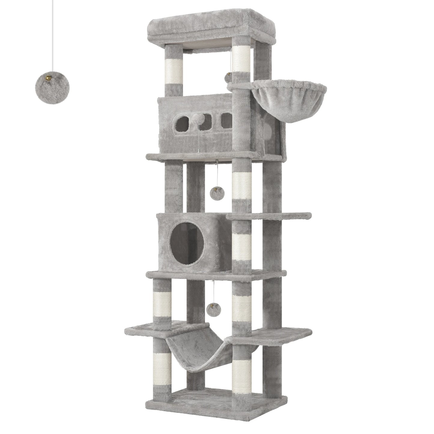 🇫🇷 Hzuaneri – Arbre à chat 170 cm : tour multi-niveaux avec griffoirs, grande plateforme & tapis lavable. 🇬🇧 Hzuaneri – 170 cm Cat Tree: multi-level scratching post with big perch & washable mat.