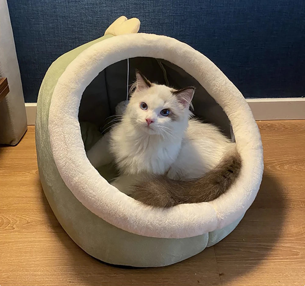 🇫🇷 Lit pour chat sommeil profond – Design cartoon, pliable, amovible et lavable, en forme de sac ou grotte pour petit chien ou chat 🇬🇧 Deep Sleep Cat Bed – Cartoon Style, Foldable, Removable & Washable Cave Bag Mat for Small Dogs or Cats