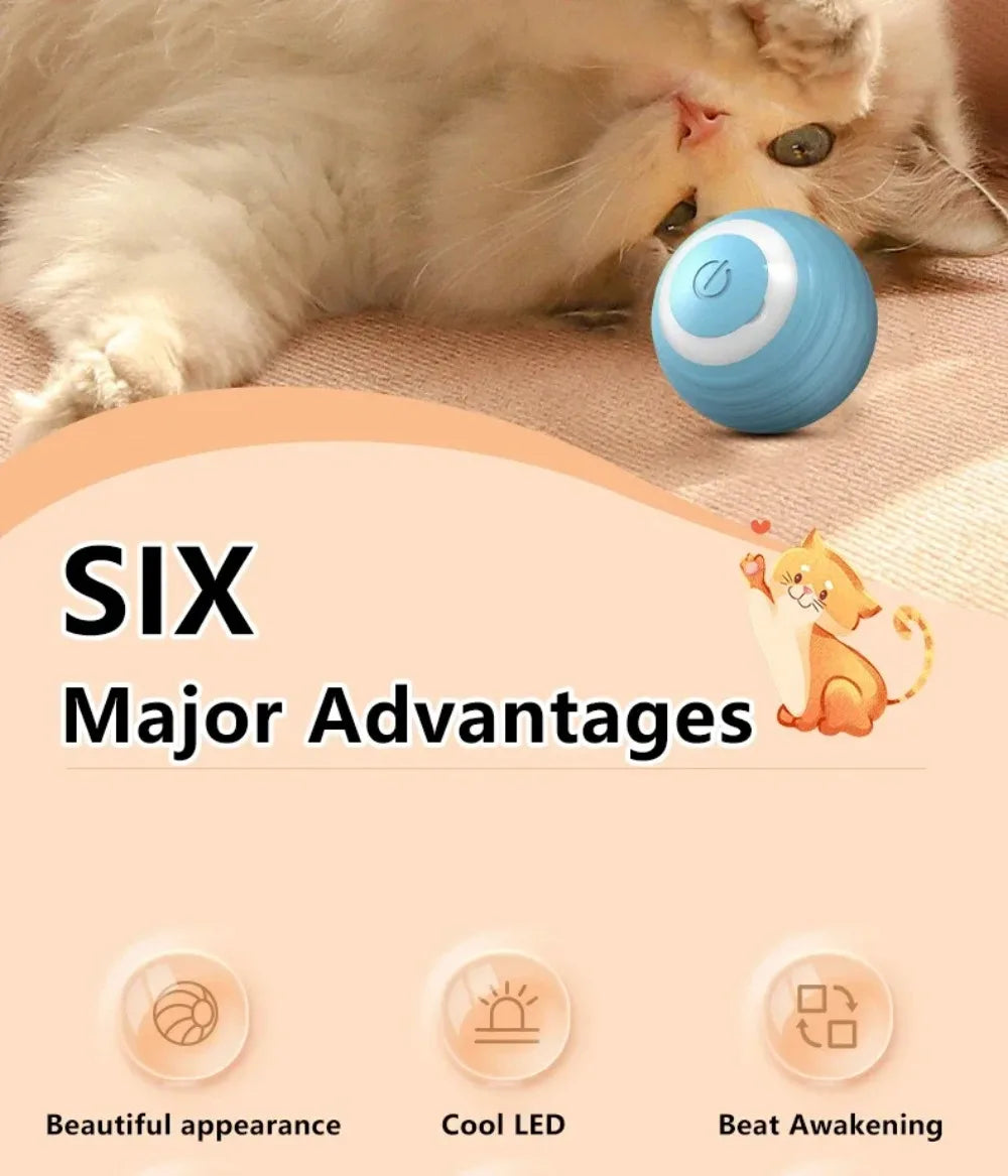 🇫🇷 Balle interactive intelligente pour chat – Jouet électronique automatique, roule toute seule et stimule l’instinct de chasse. 🇬🇧 Smart interactive cat ball – Automatic rolling electronic toy for indoor play & hunting fun.
