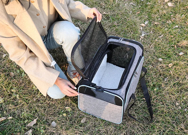 🇫🇷 Sac de transport pliable pour chats et petits chiens – Extensible, respirant, léger, avec filets aérés pour sorties et voyages 🇬🇧 Foldable Pet Carrier for Cats & Small Dogs – Expandable, Breathable Mesh Travel Bag for Outdoor &