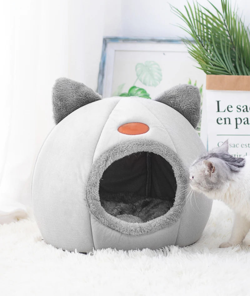 🇫🇷 Nid douillet pour chats & petits chiens – Tente cocon chaude pour l’hiver, panier moelleux pour un sommeil profond | 🇬🇧 Winter Deep Sleep Pet Cave – Cozy Tent Bed for Cats & Small Dogs, Soft Indoor Basket Nest