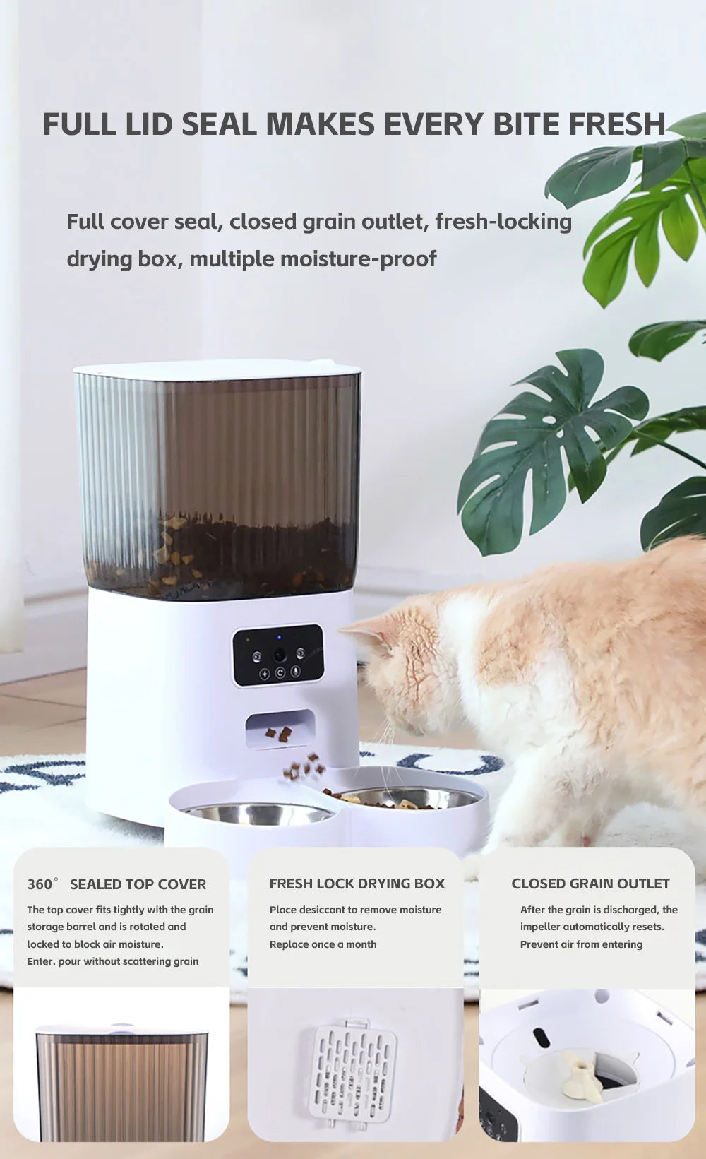 🇫🇷 Distributeur automatique 5L avec caméra – Double gamelle, enregistreur vocal, vidéo, pour croquettes chat/chien, contrôle intelligent 🇬🇧 5L Smart Auto Cat Feeder with Camera – Dual Bowls, Video & Voice Recorder, Dry Food Dispenser for Cats & Dogs