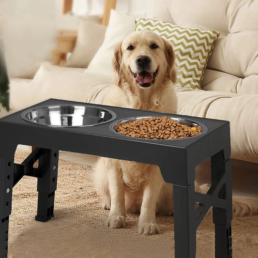 🇫🇷 Français : BOOTEELY Gamelle surélevée ajustable – Support avec 2 bols inox pour chiens  🇬🇧 English : BOOTEELY Elevated Dog Feeder – Adjustable Stand with 2 Stainless Steel Bowls