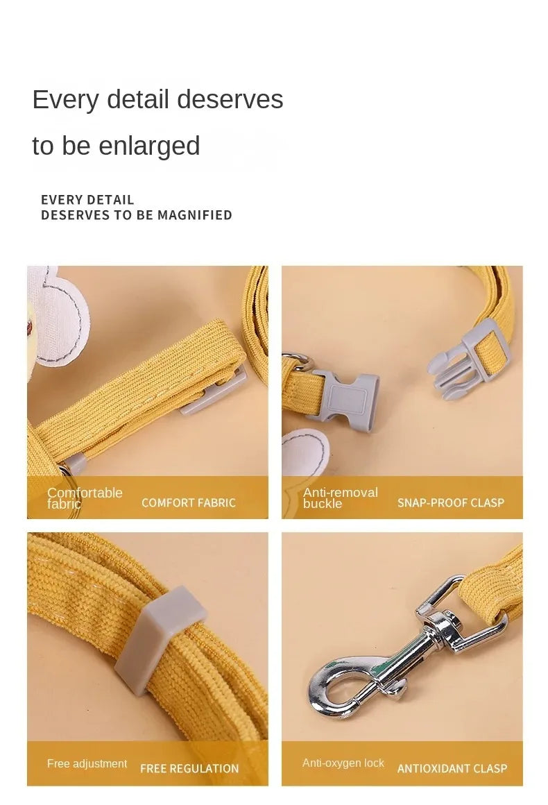 🇫🇷 Harnais + laisse + collier pour chat – Ensemble réglable motif abeille, double épaisseur, idéal pour chiens/chats de petite à moyenne taille 🇬🇧 Cat Harness Leash Collar Set – Adjustable Bee Design, Double Layer for Small & Medium Pets, Outdoor Walking
