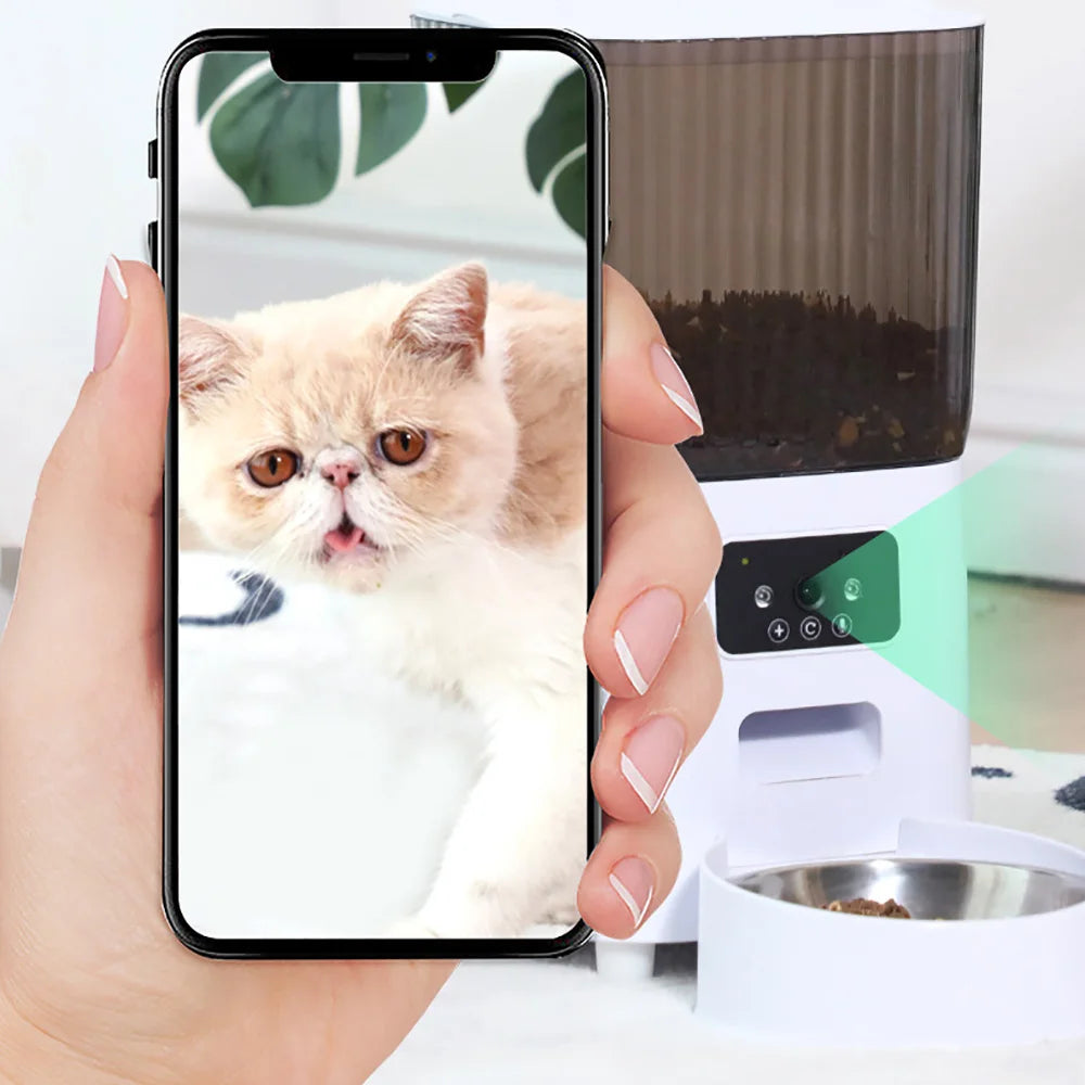 🇫🇷 Distributeur automatique 5L avec caméra – Double gamelle, enregistreur vocal, vidéo, pour croquettes chat/chien, contrôle intelligent 🇬🇧 5L Smart Auto Cat Feeder with Camera – Dual Bowls, Video & Voice Recorder, Dry Food Dispenser for Cats & Dogs