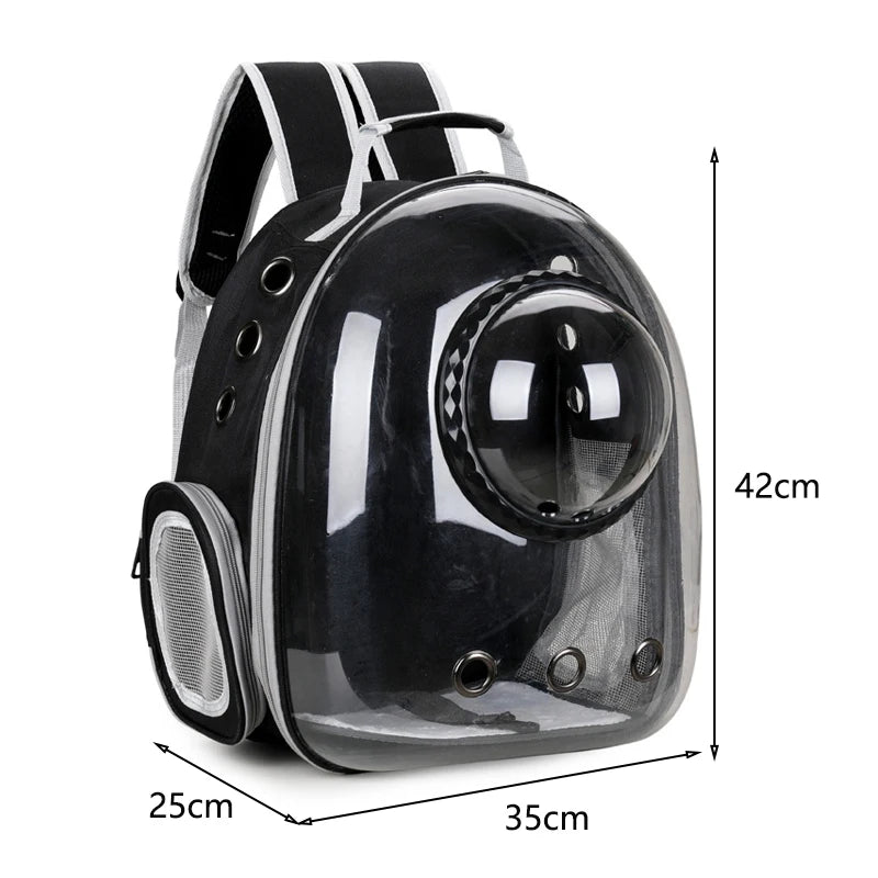 🇫🇷 Sac à dos capsule transparent pour chat et petit chien – Sac de transport respirant et portable  🇬🇧 Transparent Capsule Pet Backpack – Breathable and portable carrier for cats & small dogs