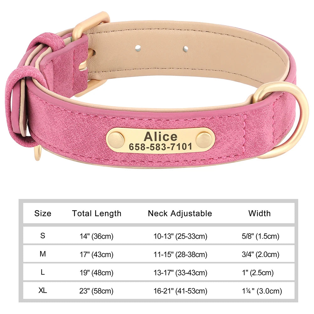 🇫🇷 Collier pour chien en cuir PU personnalisé – Gravure gratuite du nom et de l’ID, pour chiens petits, moyens et grands  🇬🇧 Personalized PU Leather Dog Collar – Free name & ID engraving for small, medium & large dogs