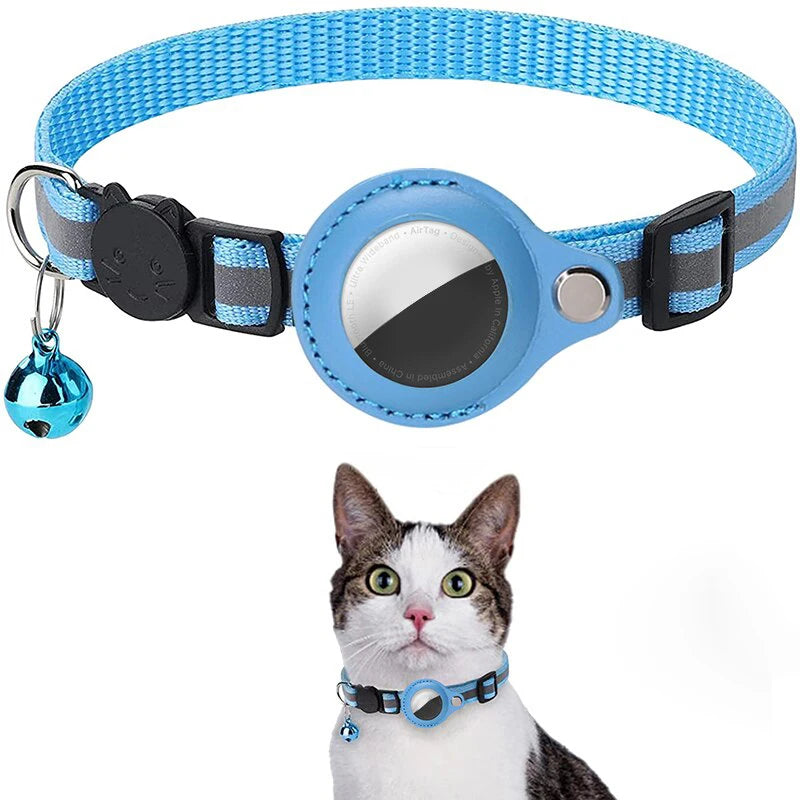 🇫🇷 Collier anti-perte pour chat – Compatible AirTag avec clochette et bande réfléchissante  🇬🇧 Anti-Lost Cat Collar – AirTag compatible with bell and reflective strap