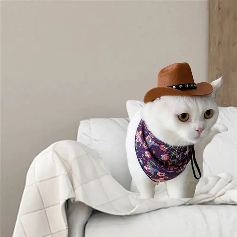 🇫🇷 Chapeau Cowboy pour chien & chat – Chapeau ajustable, accessoire déguisement & protection solaire pour petits et moyens animaux | 🇬🇧 Pet Cowboy Hat for Dogs & Cats – Adjustable Costume & Sun Hat for Small Medium Pets