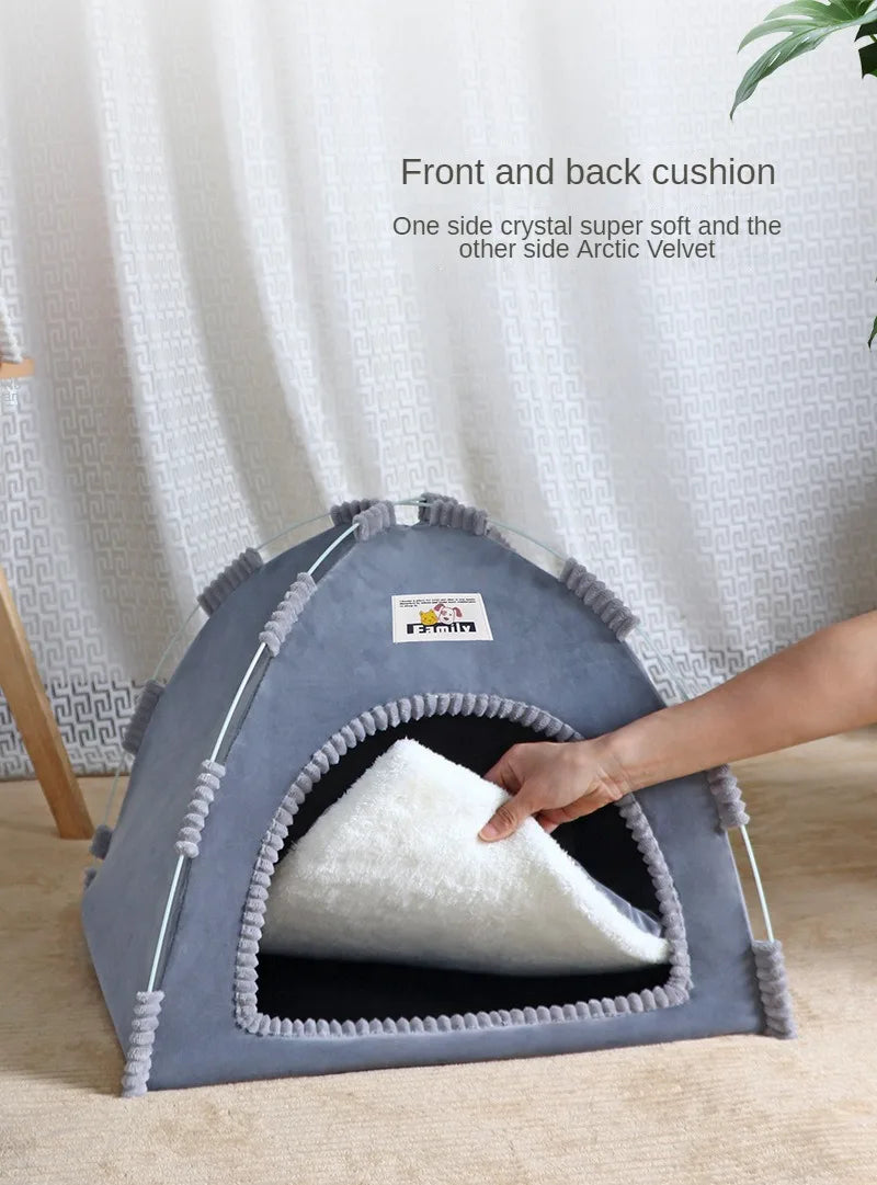 🇫🇷 Maison pliable pour chat – Tente portable toutes saisons avec tapis rafraîchissant, respirante et adaptée intérieur/extérieur 🇬🇧 Foldable Cat House – All-Season Pet Tent with Cooling Mat, Portable, Breathable, for Indoor & Outdoor Use