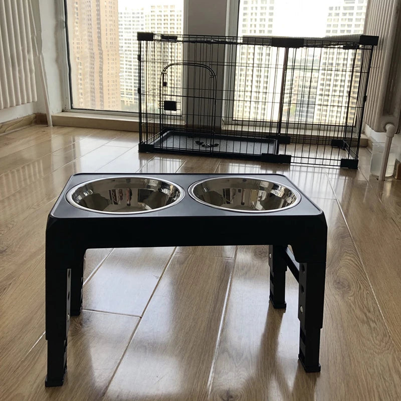 🇫🇷 Français : BOOTEELY Gamelle surélevée ajustable – Support avec 2 bols inox pour chiens  🇬🇧 English : BOOTEELY Elevated Dog Feeder – Adjustable Stand with 2 Stainless Steel Bowls