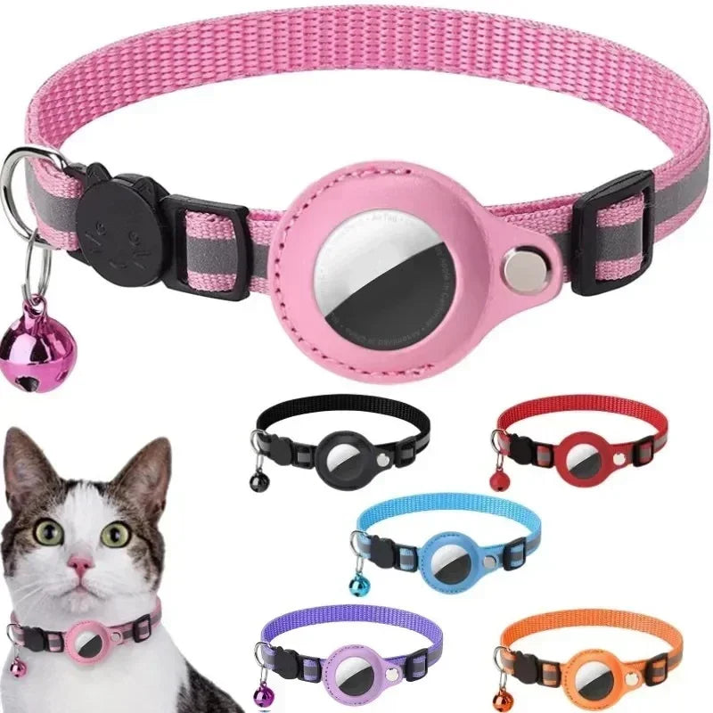 🇫🇷 Collier anti-perte pour chat – Compatible AirTag avec clochette et bande réfléchissante  🇬🇧 Anti-Lost Cat Collar – AirTag compatible with bell and reflective strap