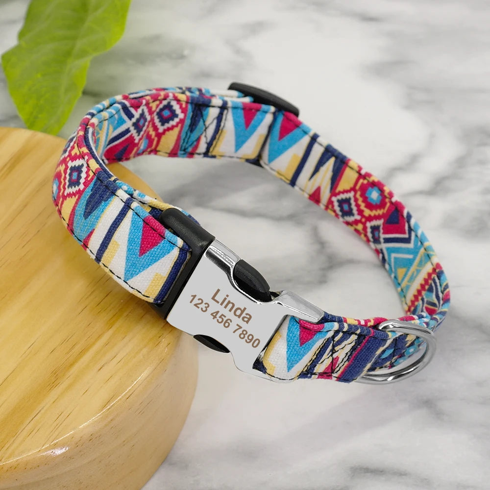 🇫🇷 Collier réglable en nylon pour chien – Personnalisé avec gravure sur la boucle, anti-perte, pour petits, moyens et grands chiens  🇬🇧 Adjustable Nylon Dog Collar – Personalized with engraved buckle, anti-lost, for small, medium & large dogs