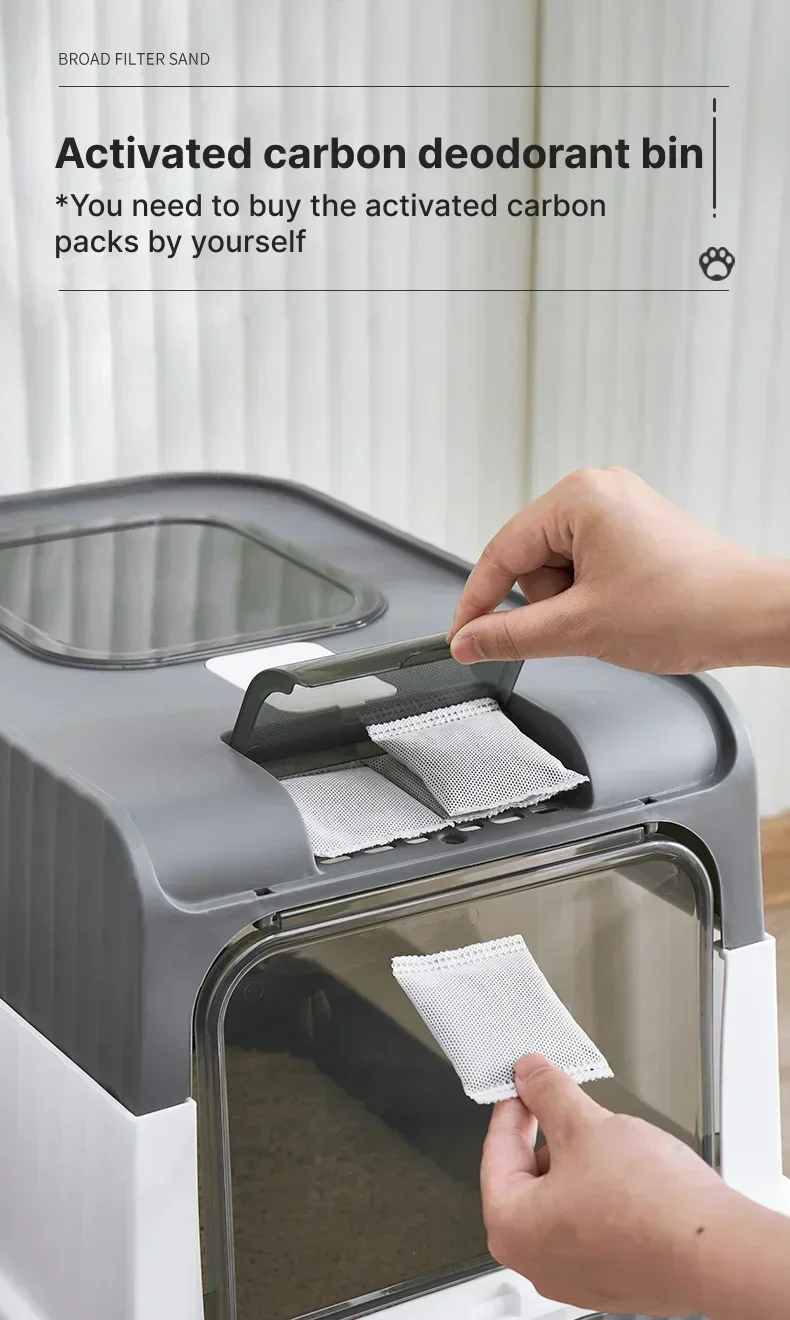 🇫🇷 Litière XXL pour Chat avec Couvercle et Pelle – Bac Fermé Anti-Odeurs à Tiroir | 🇬🇧 Extra Large Cat Litter Box with Lid & Scoop – Odor-Proof Fully Enclosed Drawer Style