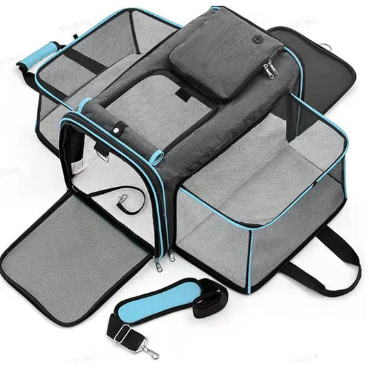 🇫🇷 Sac de transport extensible pour chats et petits chiens – Grande capacité, pliable, respirant, parfait en voiture ou à l’extérieur 🇬🇧 Foldable Expandable Pet Carrier – Large Capacity Cat & Dog Travel Bag, Breathable & Portable for Outdoor/Car Use