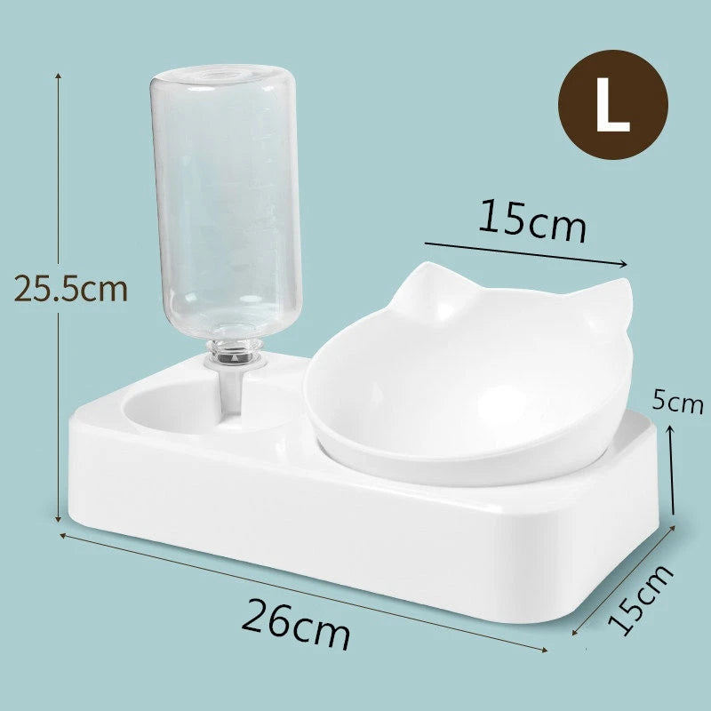 🇫🇷 Gamelles doubles pour chien & chat – Bols inclinés 15° surélevés avec bouteille d’eau automatique | 🇬🇧 Double Dog & Cat Bowls – 15° Tilted Raised Food & Water Bowls with Automatic Water Bottle Pet Feeder