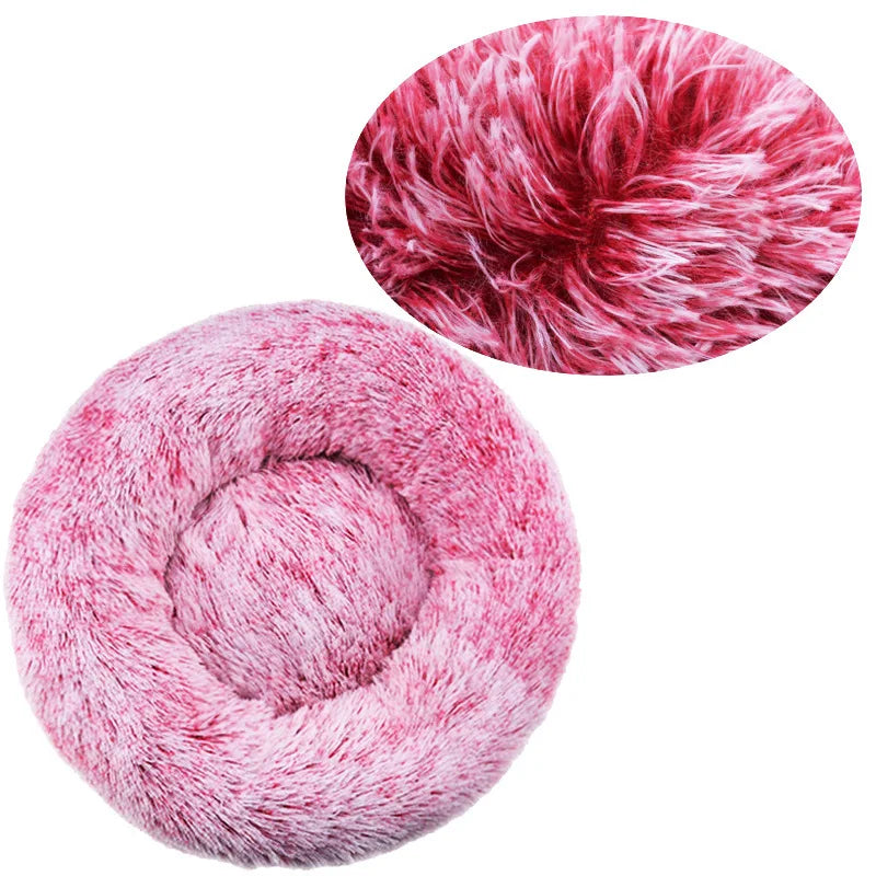 🇫🇷 Lit rond pour chiens & chats (40-90 cm) – Panier ultra doux en peluche longue, couchage chaud pour petits, moyens & grands animaux | 🇬🇧 Round Pet Bed (40-90cm) – Super Soft Long Plush Dog & Cat Bed, Warm Winter Sleeping Nest