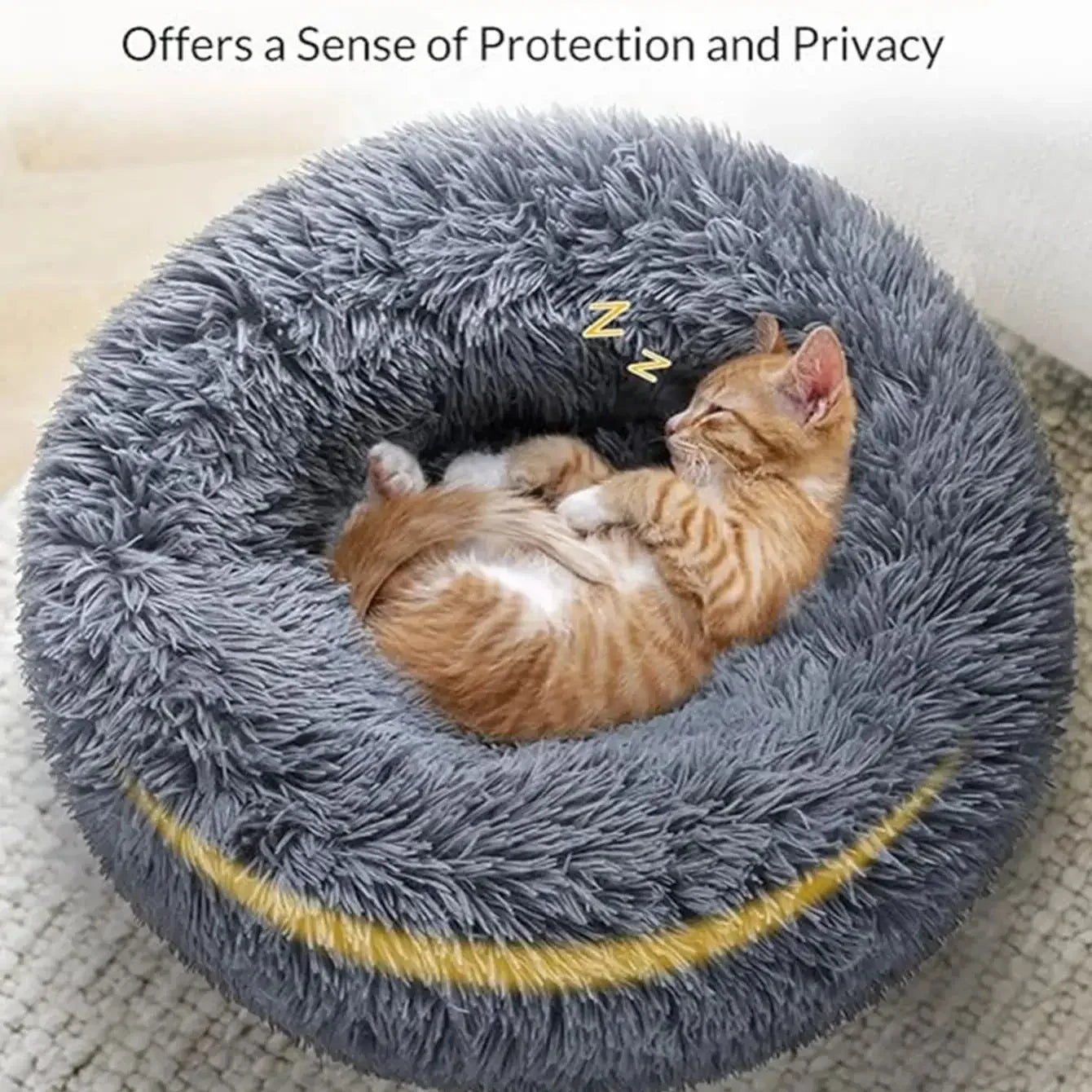🇫🇷 Lit rond pour chiens & chats (40-90 cm) – Panier ultra doux en peluche longue, couchage chaud pour petits, moyens & grands animaux | 🇬🇧 Round Pet Bed (40-90cm) – Super Soft Long Plush Dog & Cat Bed, Warm Winter Sleeping Nest