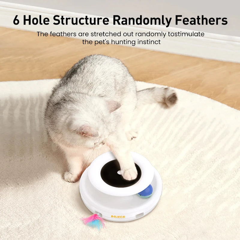 🇫🇷 ROJECO – Jouet intelligent 2-en-1 pour chat et chien : balle interactive & plume automatique, 5 modes électroniques pour amuser votre animal. 🇬🇧 ROJECO – 2-in-1 smart pet toy: automatic feather & fun ball with 5 electronic modes for cats & dogs.