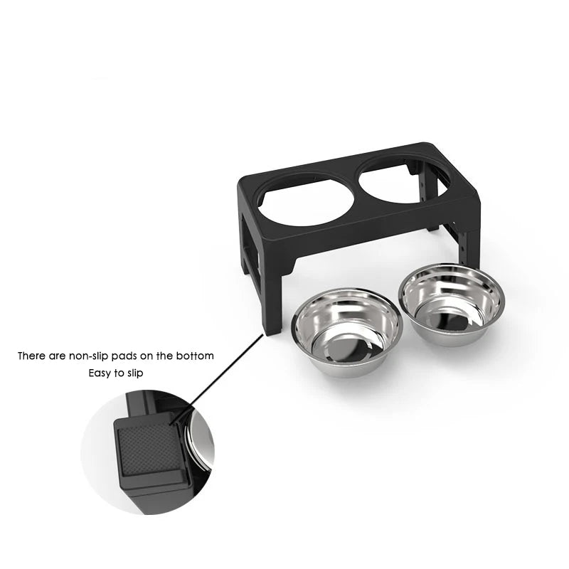 🇫🇷 Français : BOOTEELY Gamelle surélevée ajustable – Support avec 2 bols inox pour chiens  🇬🇧 English : BOOTEELY Elevated Dog Feeder – Adjustable Stand with 2 Stainless Steel Bowls