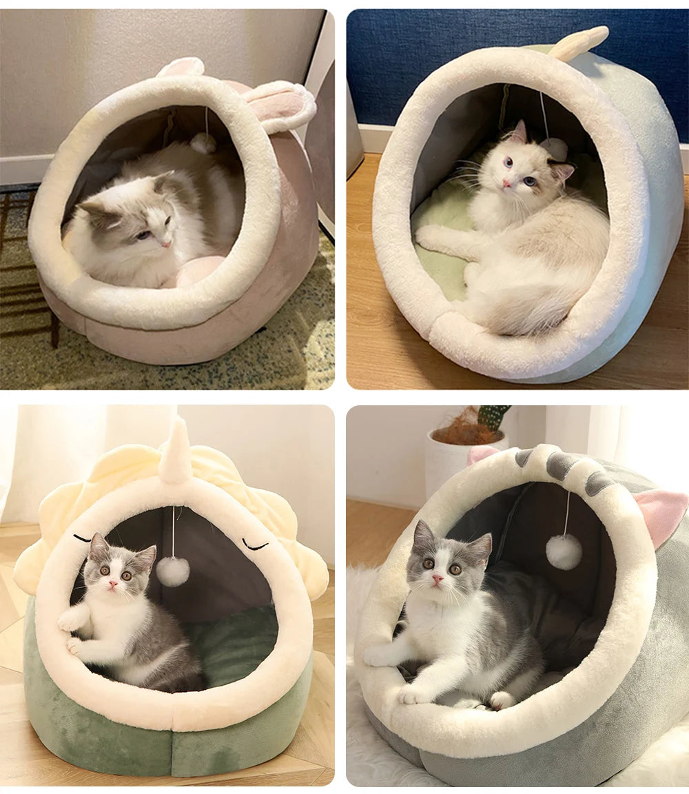 🇫🇷 Lit pour chat sommeil profond – Design cartoon, pliable, amovible et lavable, en forme de sac ou grotte pour petit chien ou chat 🇬🇧 Deep Sleep Cat Bed – Cartoon Style, Foldable, Removable & Washable Cave Bag Mat for Small Dogs or Cats