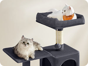 🇫🇷 Arbre à chat Feandrea 143 cm – Tour d’intérieur multi-niveaux avec 4 poteaux à griffer, 2 plateformes et niche en peluche 🇬🇧 Feandrea Cat Tree 143 cm – Multi-Level Indoor Cat Tower with 4 Scratching Posts, 2 Perches & Plush Condo Cave